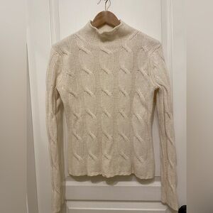 Eddie Bauer Cream wool/angora cable knit sweater